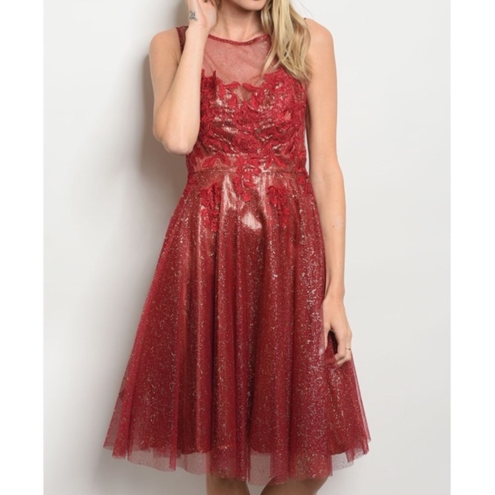 Blancheaux Boutique Red Glitter Dress